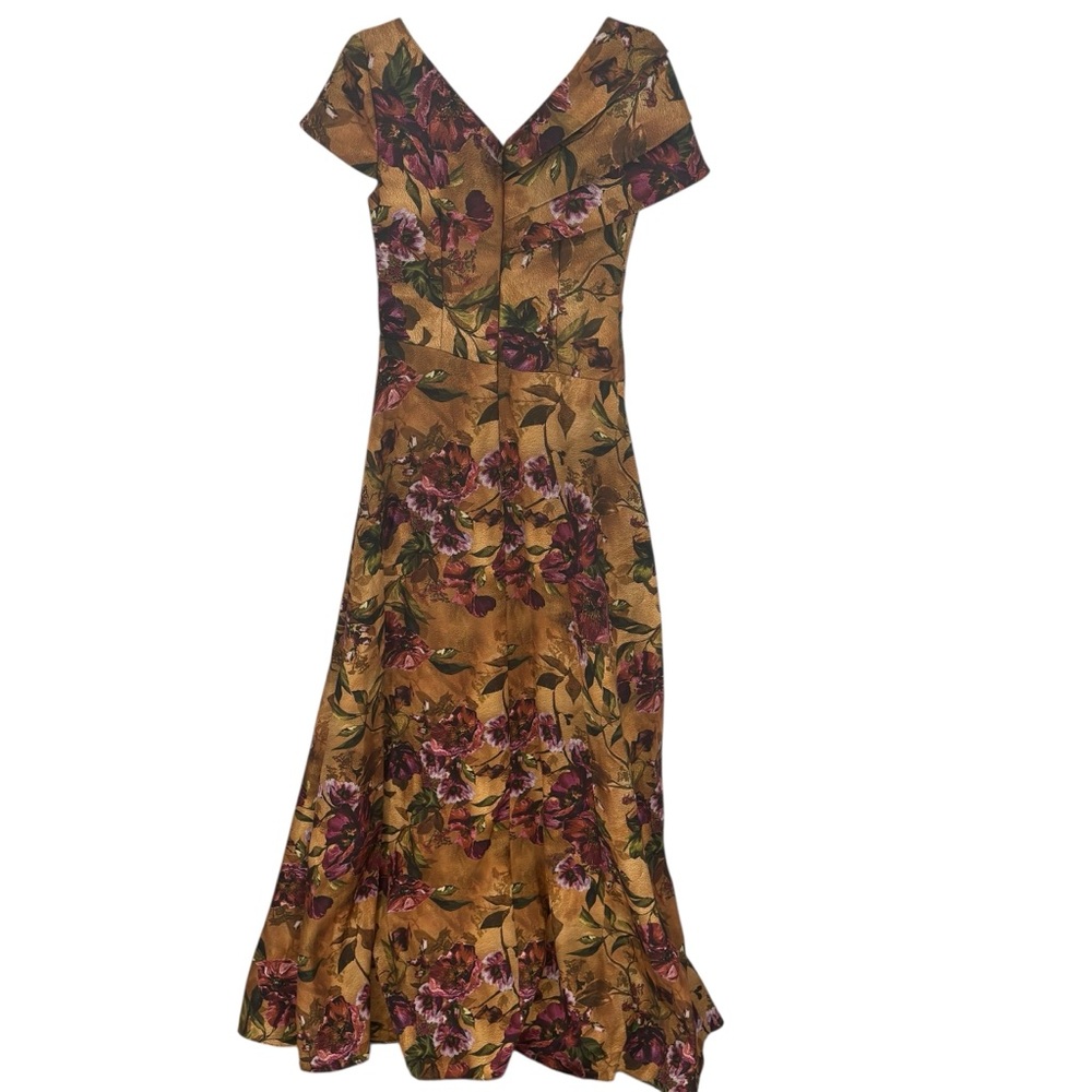 NWOT THEIA Nina Twist Drape A Line Gown in Gilded Poppies - Picture 11 of 14